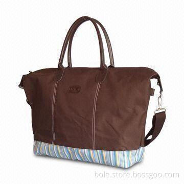 600D Duffel Bag with Stripe Printed Material at Bottom/Removable Shoulder Strap, OEM orders Welcomed